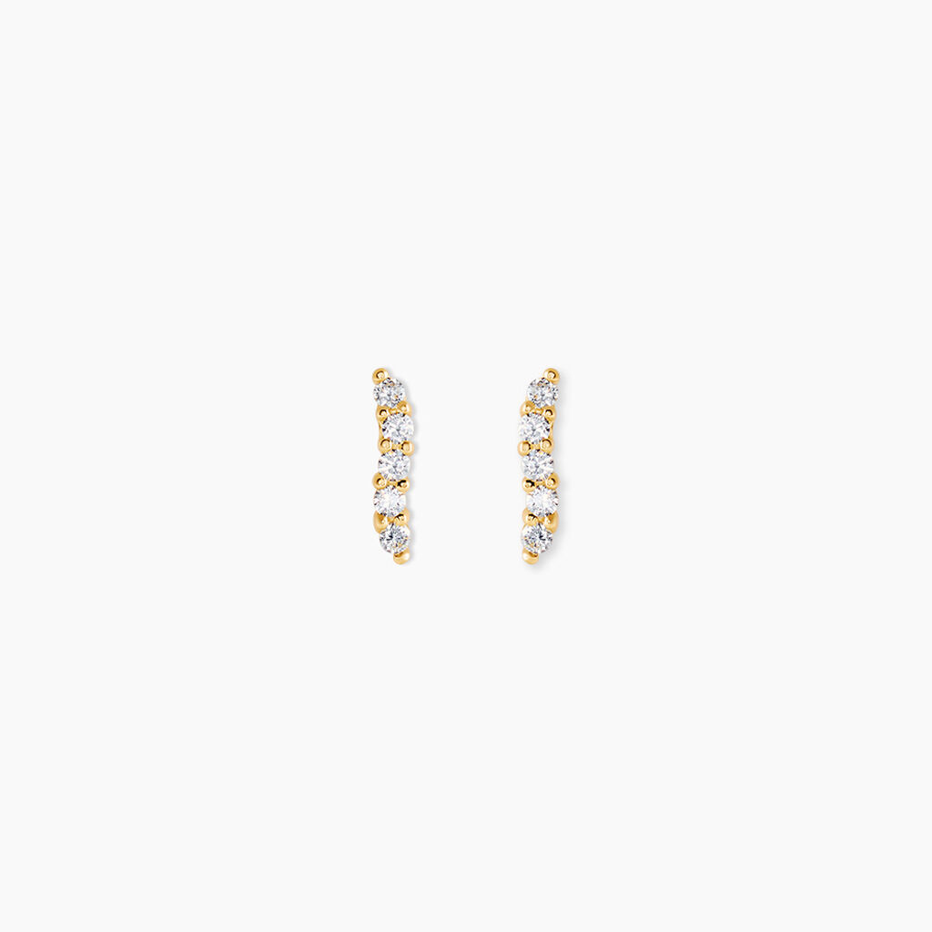 Boucles D'Oreilles Puces Dahina Argent Dor&eacute; A L'Or 750/1000 Oxyde De Zirconium - Puces Femme | Marc Orian