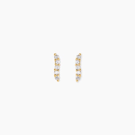 Boucles D'Oreilles Puces Dahina Argent Dor&eacute; A L'Or 750/1000 Oxyde De Zirconium - Puces Femme | Marc Orian