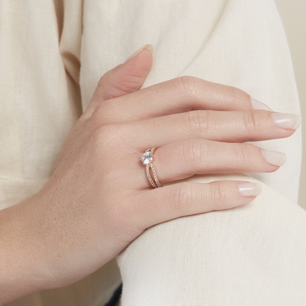 Bague Solitaire Plaqué Or Jaune Melaina Oxyde De Zirconium - Bagues Solitaire Femme | Marc Orian