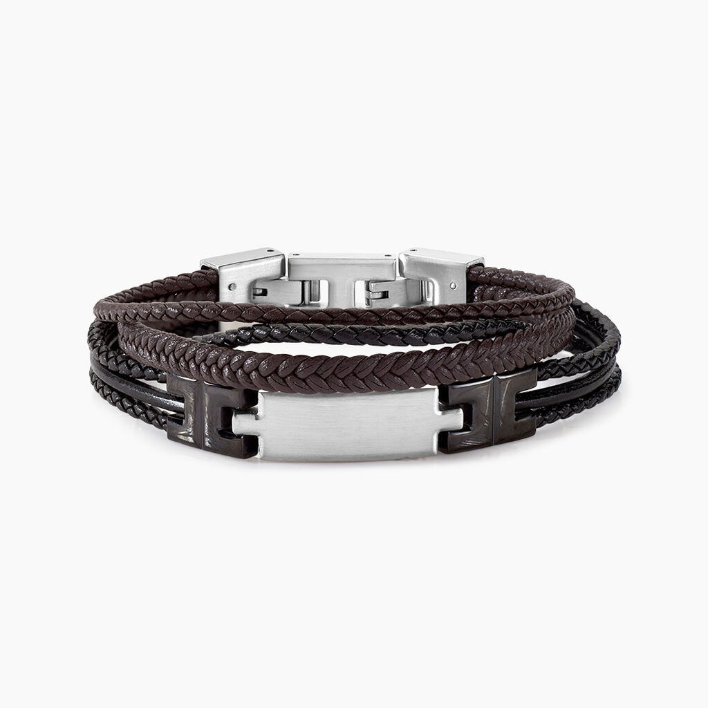 Bracelet Jourdan Thasos Cuir Noir Et Marron - Bracelets cuir Homme | Marc Orian