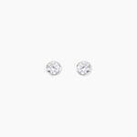 Boucles D'oreilles Puces Elda Serti Clos Or Blanc Oxyde De Zirconium - Puces Femme | Marc Orian