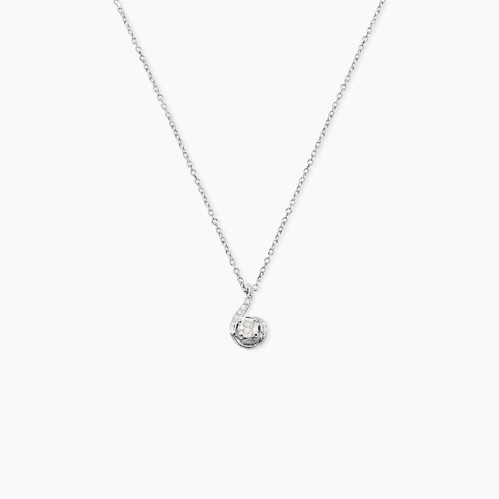 Collier Vrille Accompagnee Or Blanc Diamant - Colliers avec pierres Femme | Marc Orian