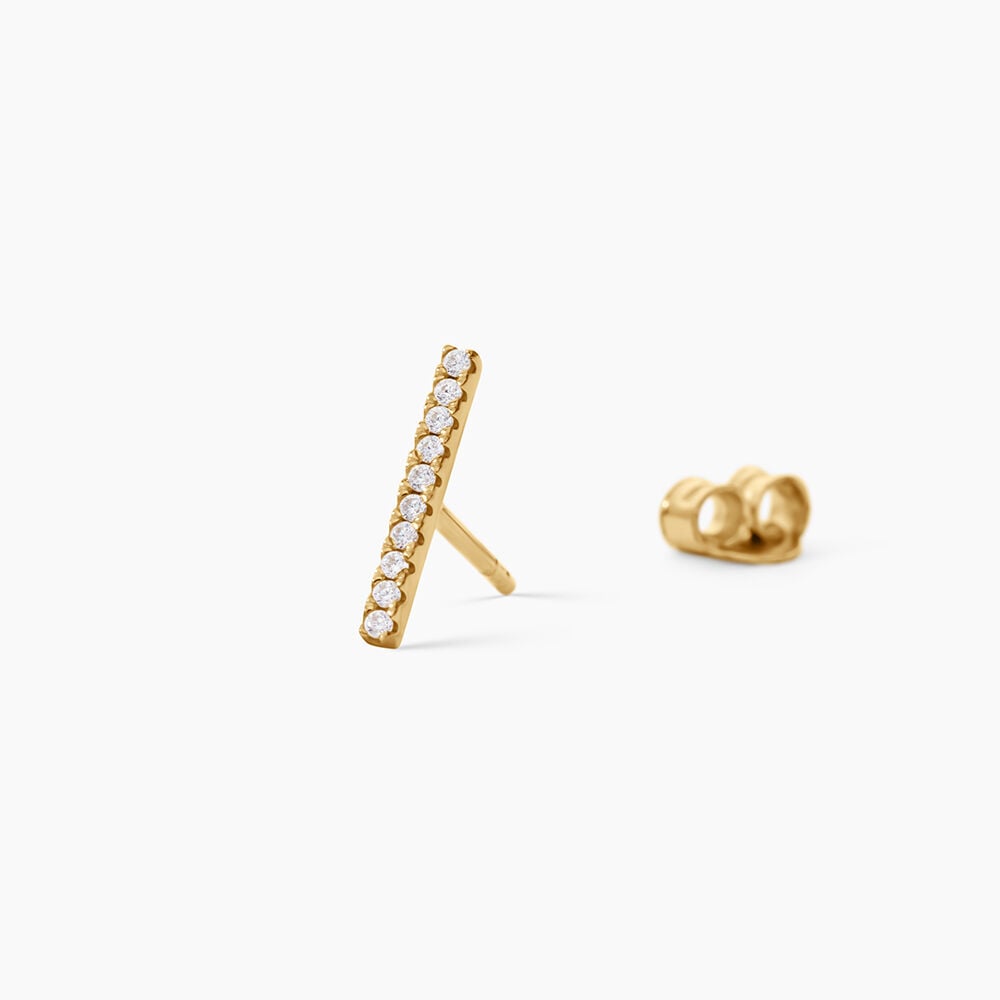 Boucles D'Oreilles Puces Priscilla Argent Dor&eacute; A L'Or 750/1000 Oxyde De Zirconium - Puces Femme | Marc Orian