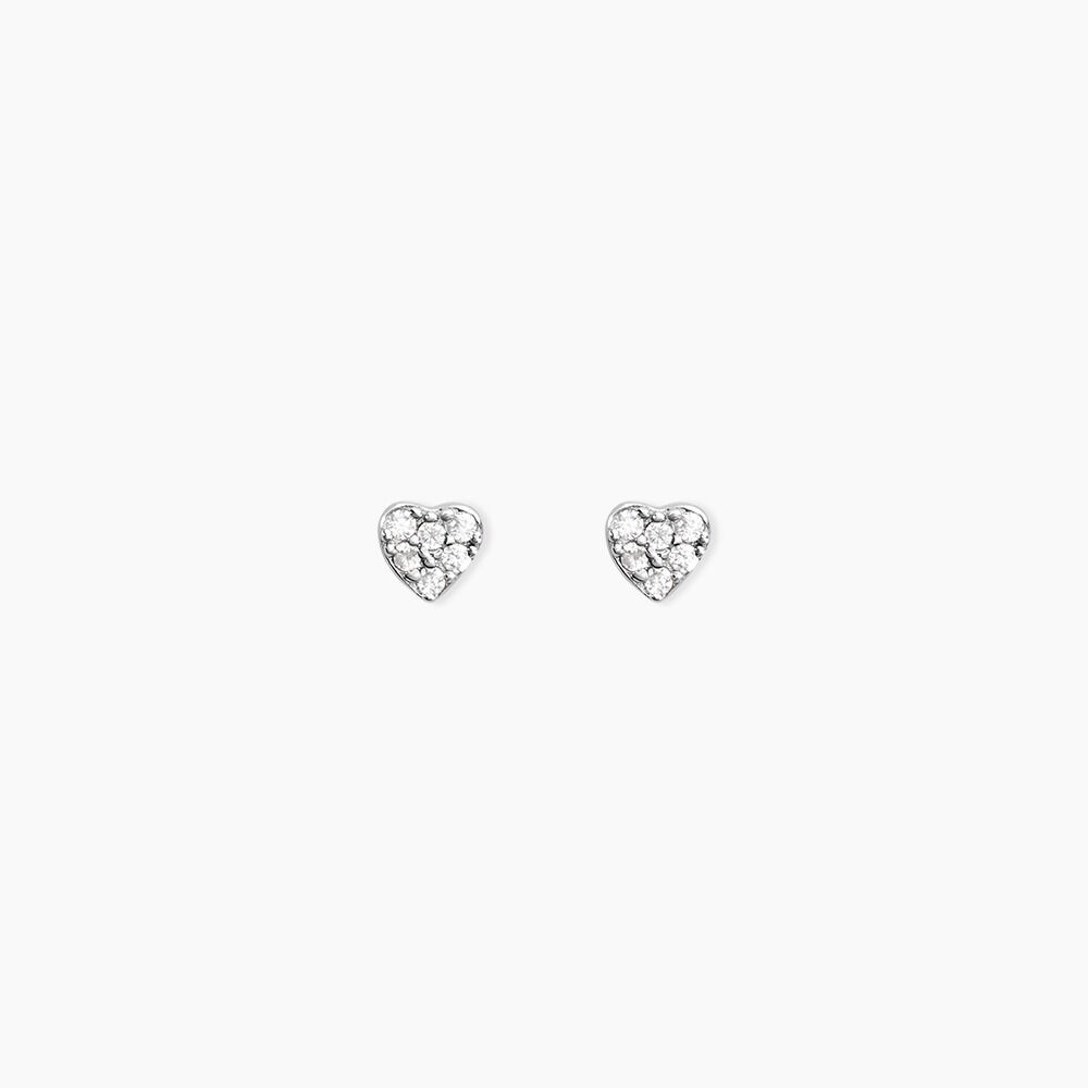 Boucles D'oreilles Puces Ziya Argent Blanc Oxyde De Zirconium - Puces Femme | Marc Orian