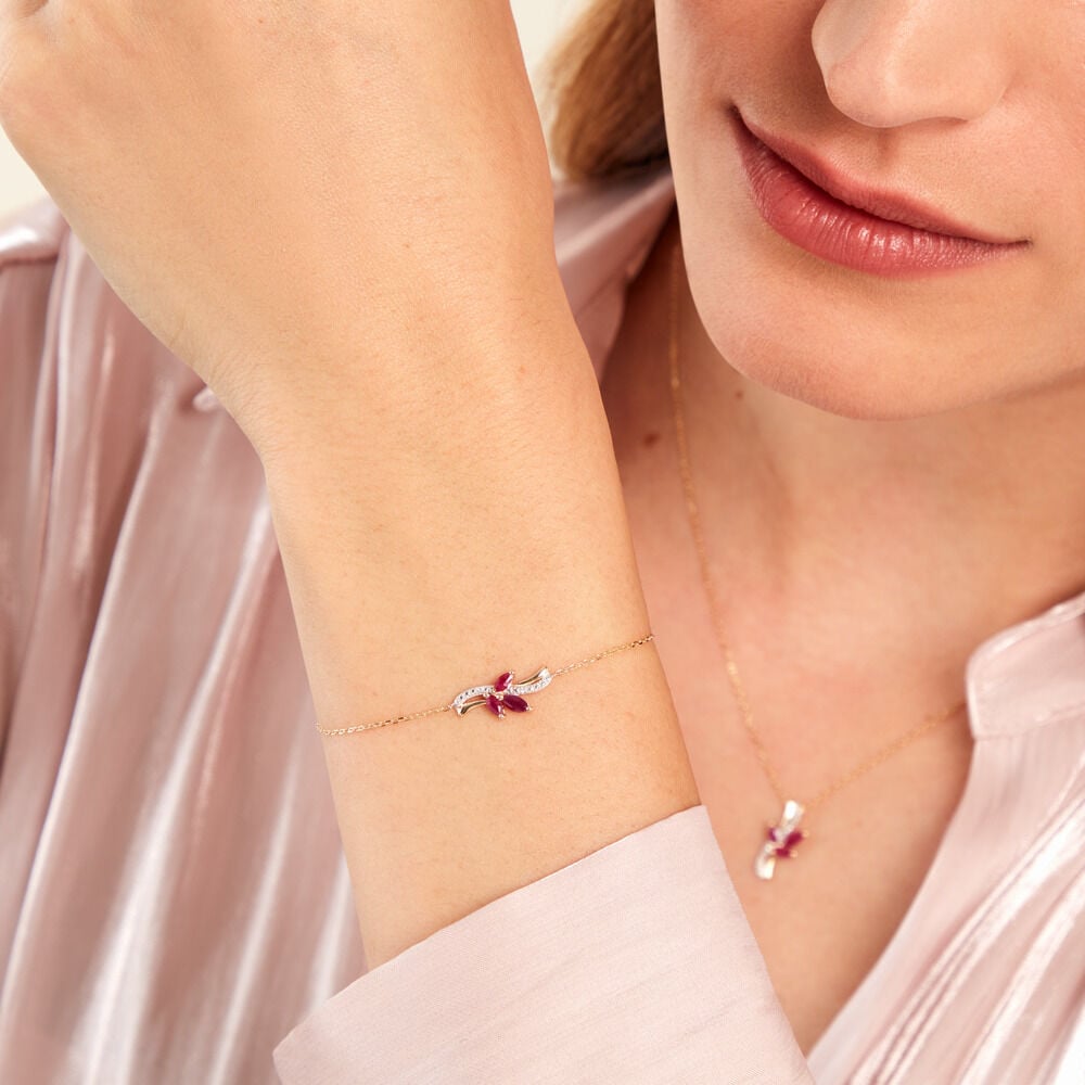 Bracelet Angie Or Jaune Rubis Diamant - Bracelets chaînes Femme | Marc Orian