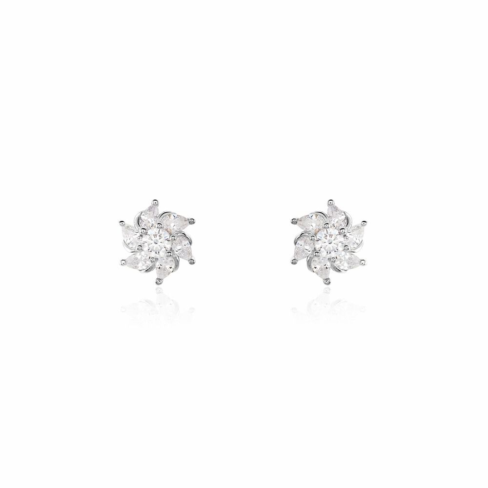 Boucles D'oreilles Puces Ulyssia Argent Blanc Oxyde De Zirconium - Puces Femme | Marc Orian