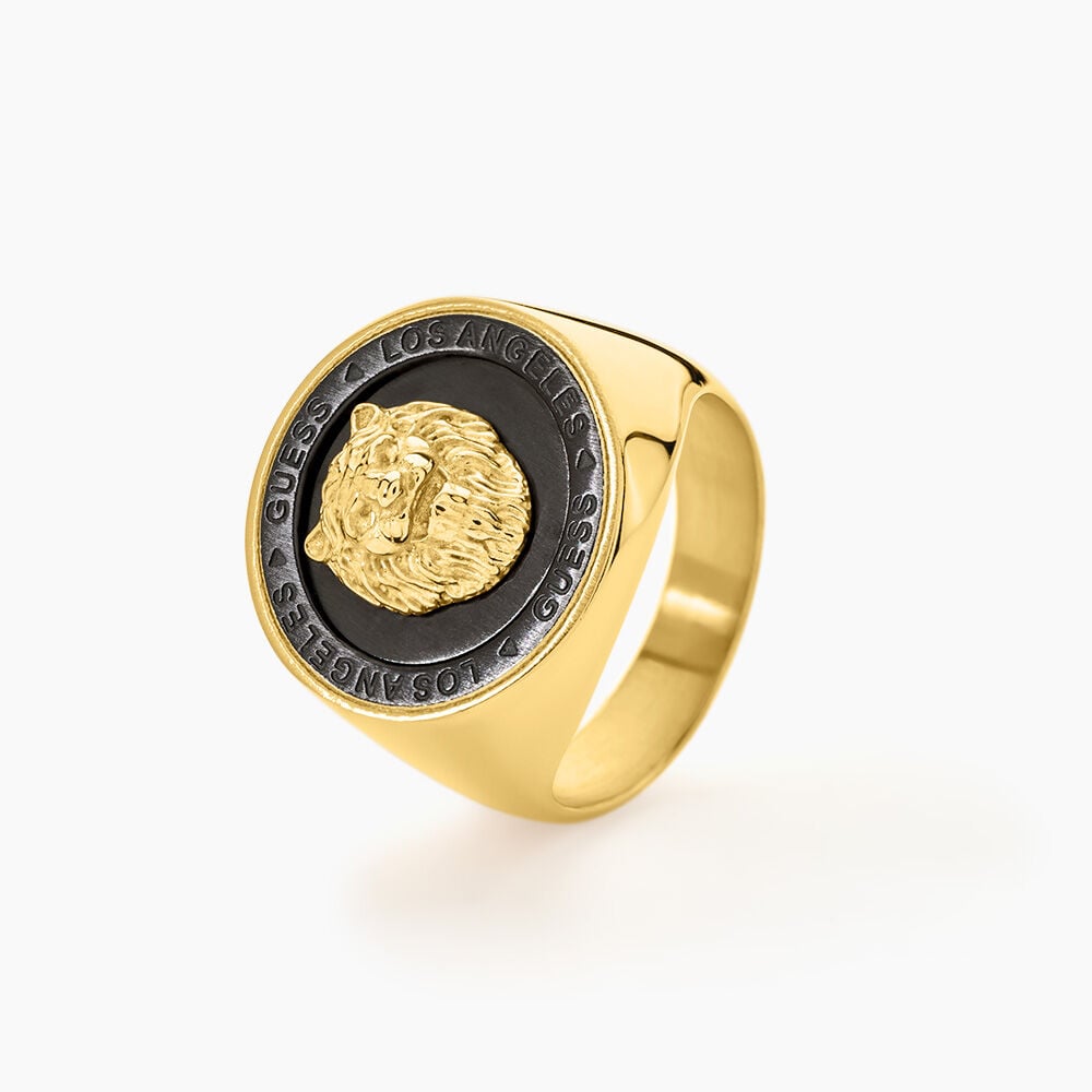Chevali&egrave;re Guess Lion King Acier Dor&eacute; - Bijoux fantaisie Homme | Marc Orian