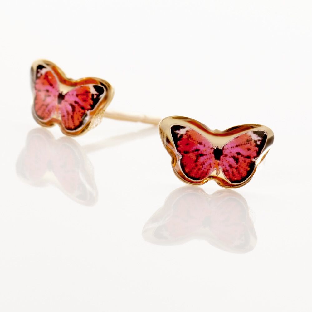 Boucles D'oreilles Puces Sulivia Papillon Or Jaune - Puces Enfant | Marc Orian