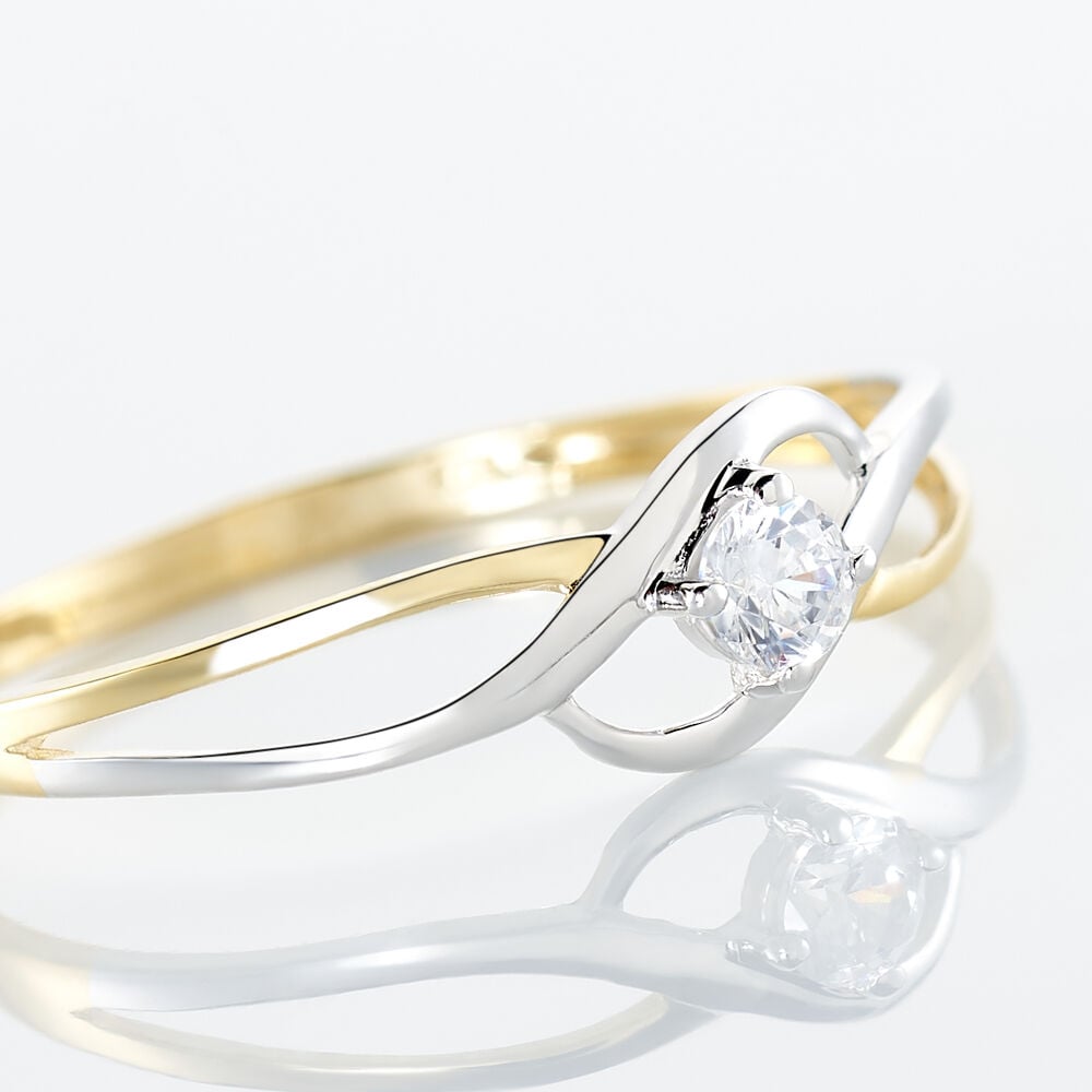 Bague Croise Or Bicolore Oxyde De Zirconium - Solitaires Femme | Marc Orian