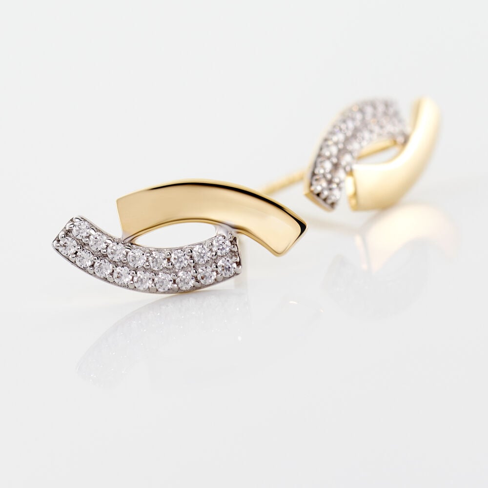 Boucles D'oreilles Puces Vero Or Jaune Oxyde De Zirconium - Puces Femme | Marc Orian