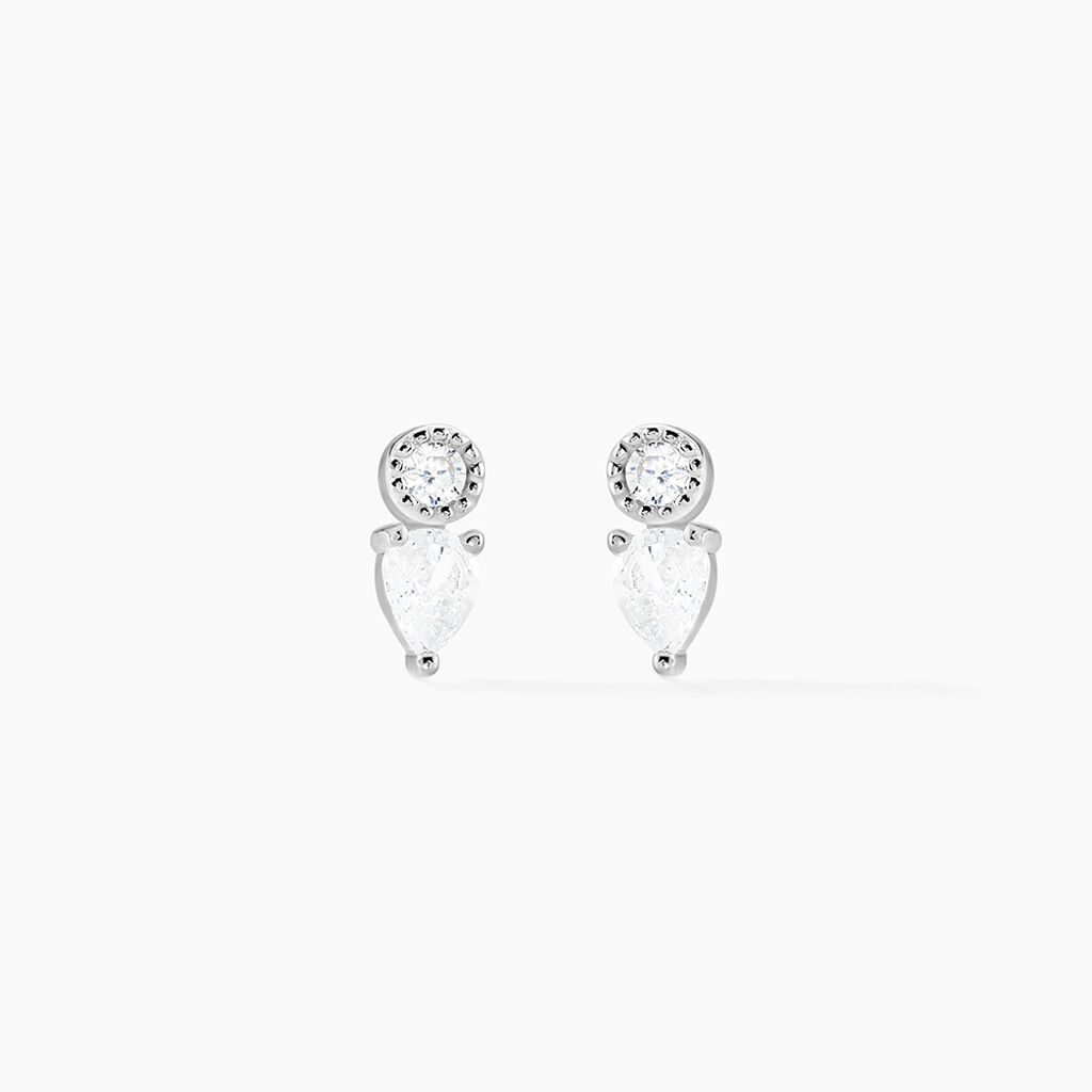 Boucles D'oreilles Puces Argent Blanc Delya Oxyde De Zirconium - Puces Femme | Marc Orian