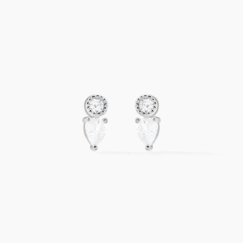 Boucles D'oreilles Puces Argent Blanc Delya Oxyde De Zirconium - Puces Femme | Marc Orian