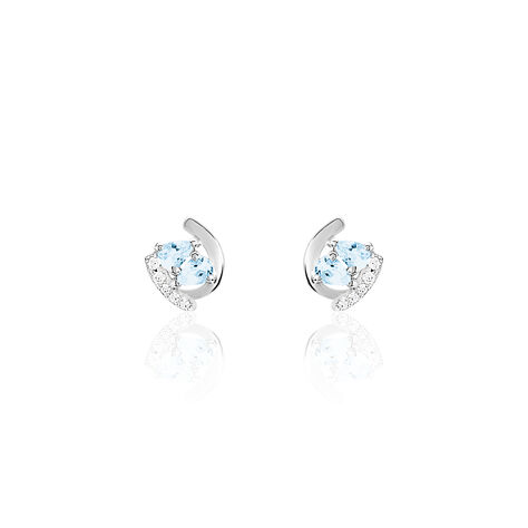 Boucles D'oreilles Puces Tya Or Blanc Topaze Et Oxyde De Zirconium - Clous d'oreilles Femme | Marc Orian