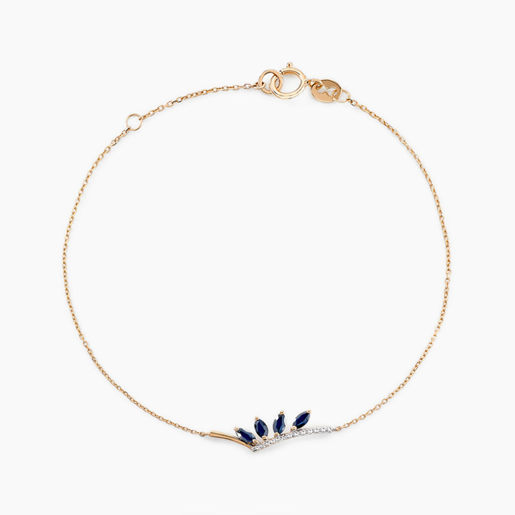 Bracelet Navette Or Jaune Saphir Diamant - Bracelets chaînes Femme | Marc Orian