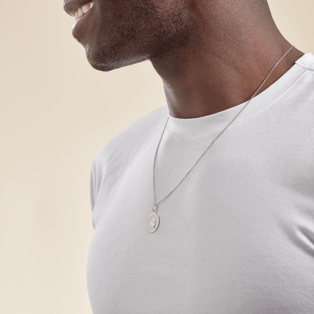 Pendentif Hannae Or Blanc - Médailles et médaillons Famille | Marc Orian