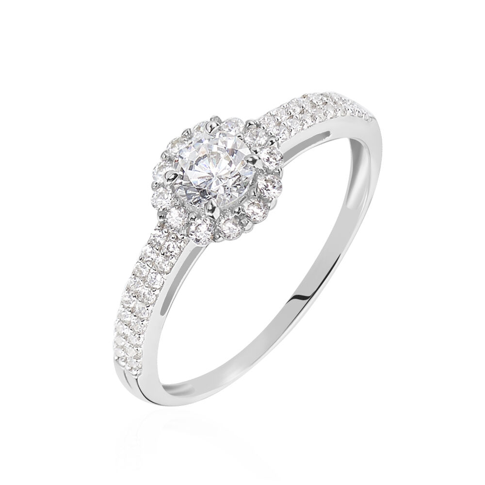 Bague Solitaire Fathima Or Blanc Oxyde De Zirconium B3DFBZW0F9N