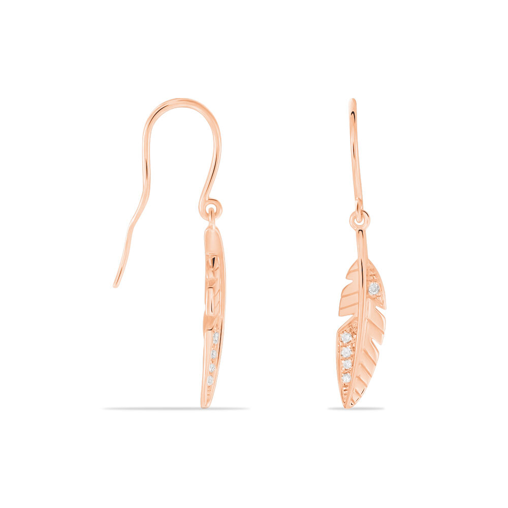 Boucles D'oreilles Pendantes Clodie Or Rose Diamant - Pendantes Femme | Marc Orian