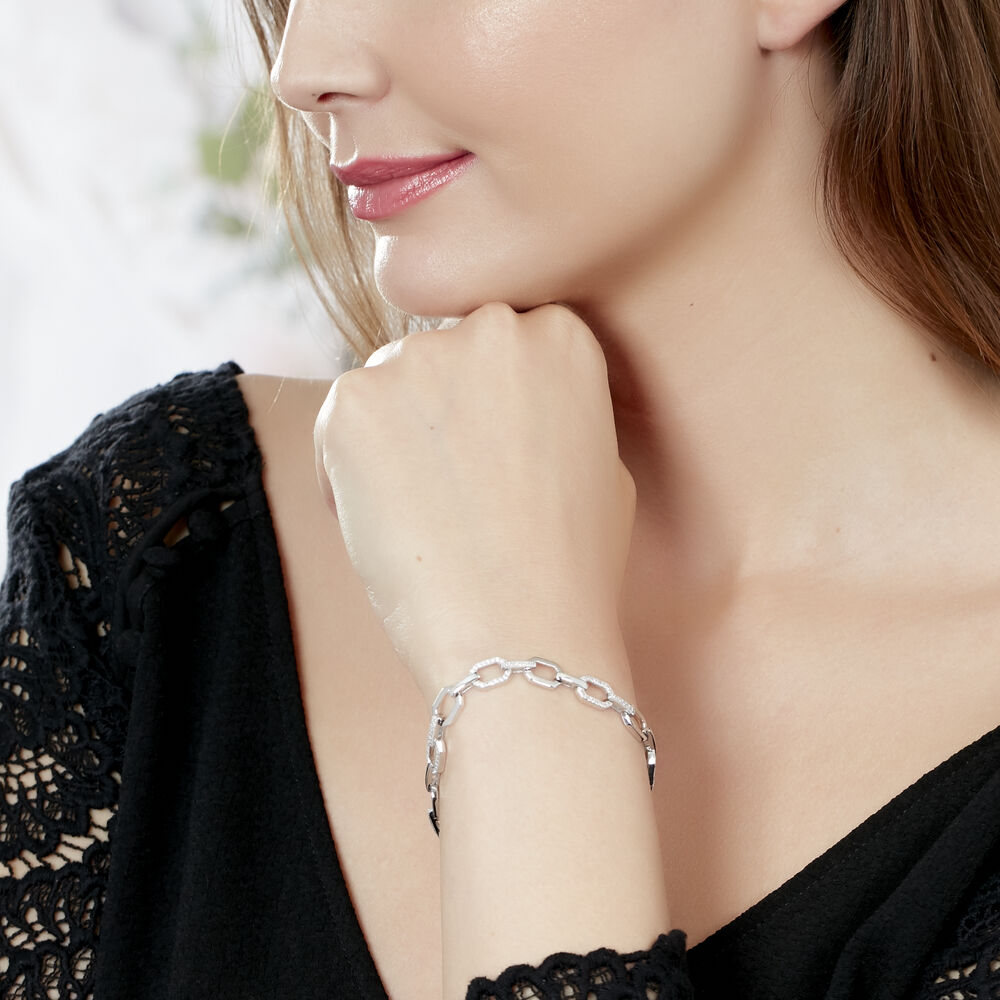 Bracelet Jonc Rava Argent Blanc Oxyde De Zirconium - Bracelets chaînes Femme | Marc Orian