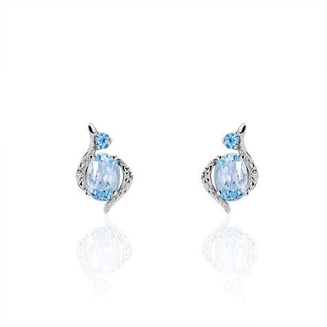 Boucles D'oreilles Puces Sunset Or Blanc Topaze Et Diamant - Puces Femme | Marc Orian