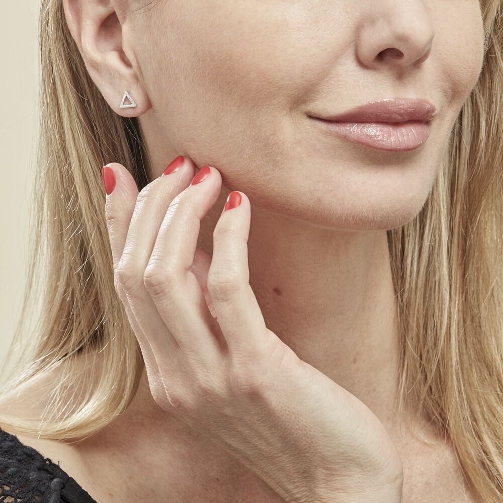 Boucles D'oreilles Puces Lorena Argent Blanc Oxyde De Zirconium - Puces Femme | Marc Orian