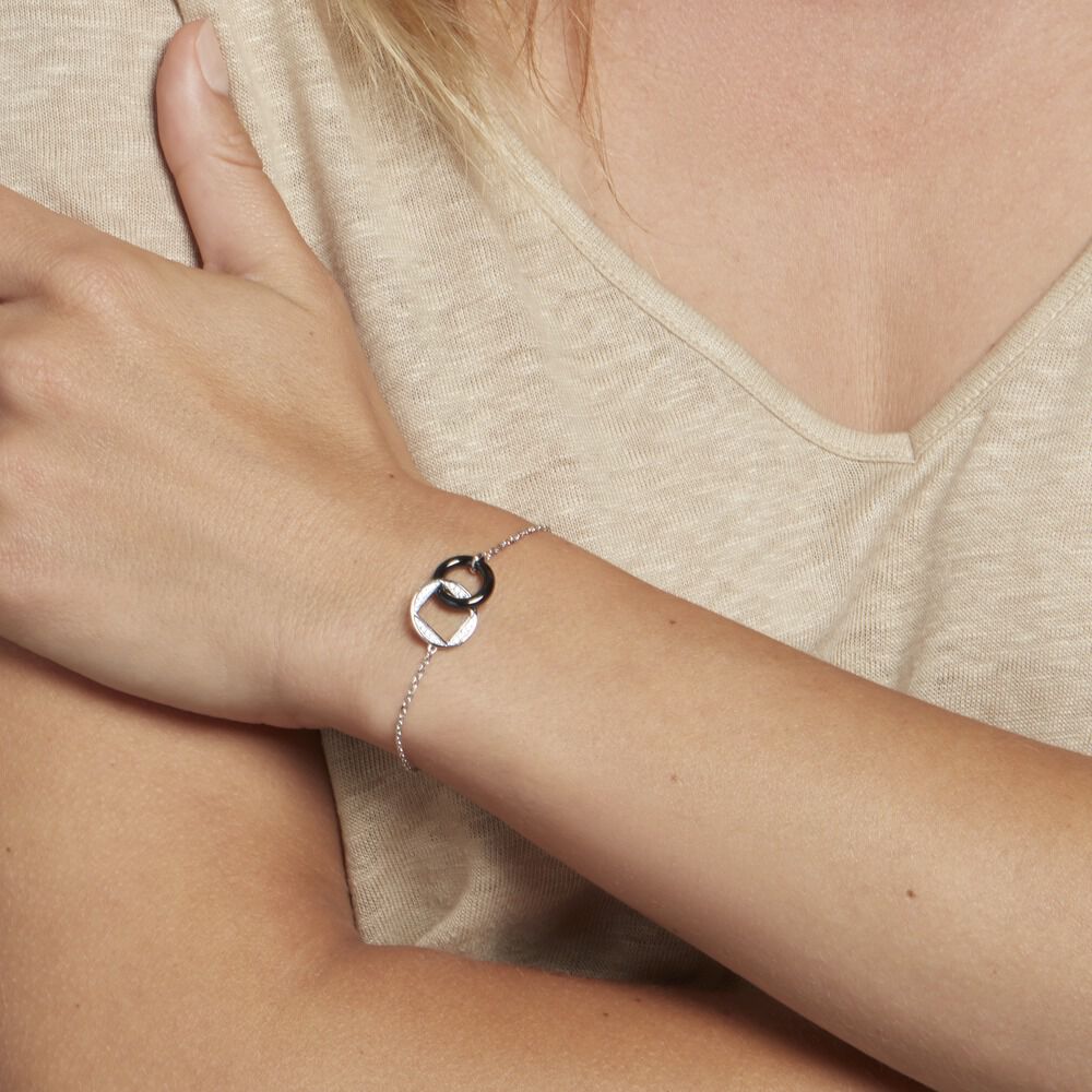 Bracelet Malee Argent Blanc Céramique Et Oxyde De Zirconium - Bracelets chaînes Femme | Marc Orian