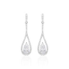 Boucles D'oreilles Pendantes Elorah Argent Blanc Oxyde De Zirconium - Boucles d'oreilles Pendantes Femme | Marc Orian
