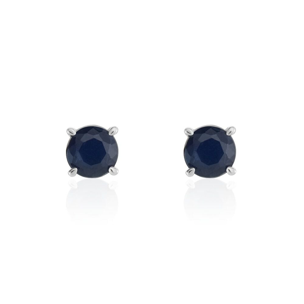 Boucles D'oreilles Puces Or Blanc Zubin Saphir - Puces Femme | Marc Orian