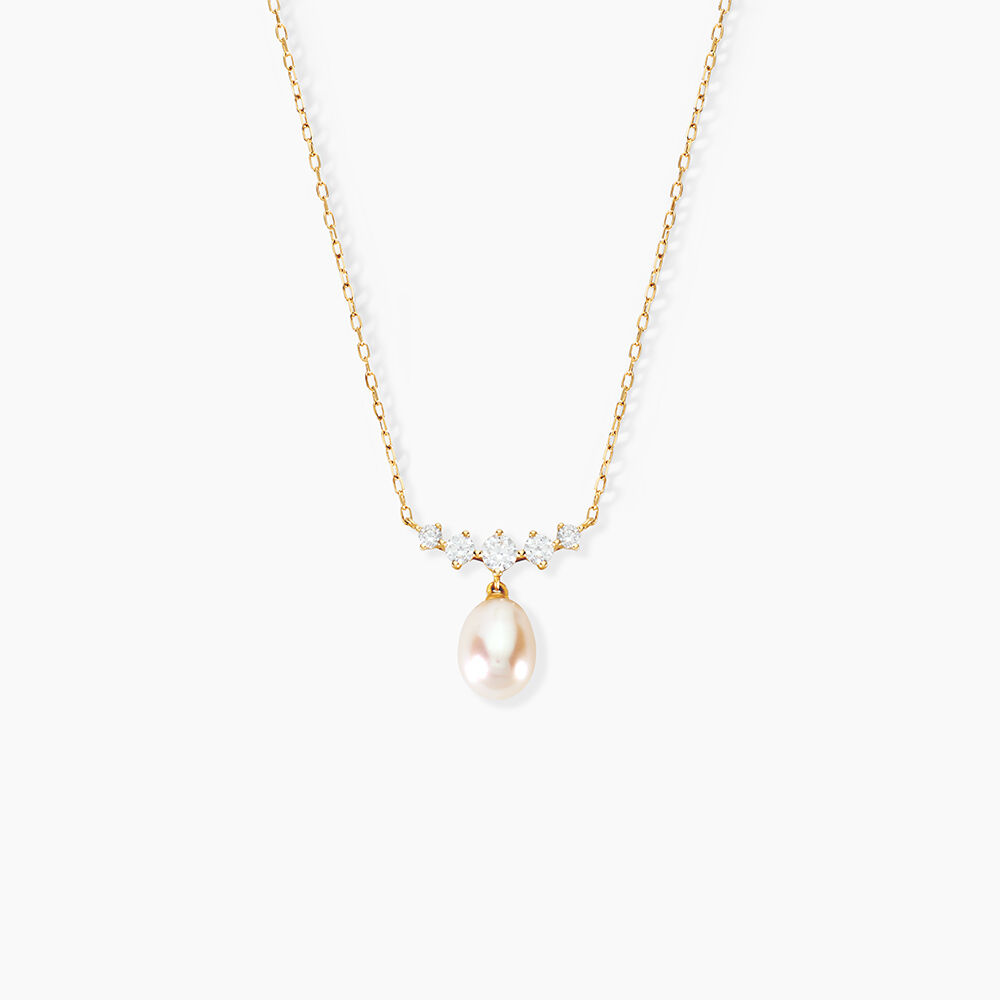 Collier Victorino Or Jaune Perle De Culture Oxyde De Zirconium - Colliers avec pierres Femme | Marc Orian