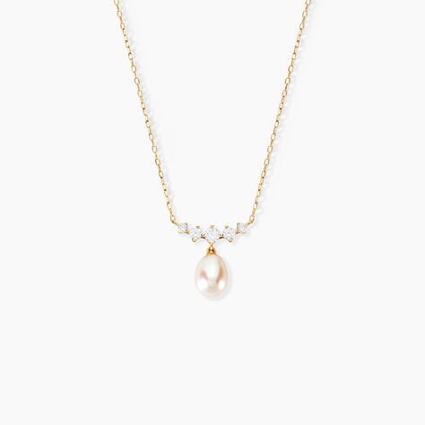Collier Victorino Or Jaune Perle De Culture Oxyde De Zirconium - Colliers avec pierres Femme | Marc Orian