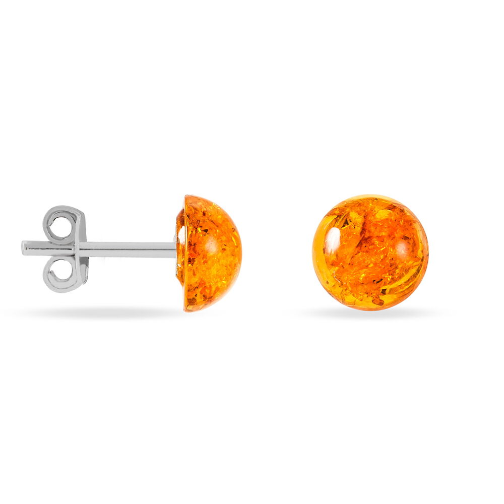 Boucles D'oreilles Puces Argent Blanc Brunhilld Ambre - Puces Femme | Marc Orian