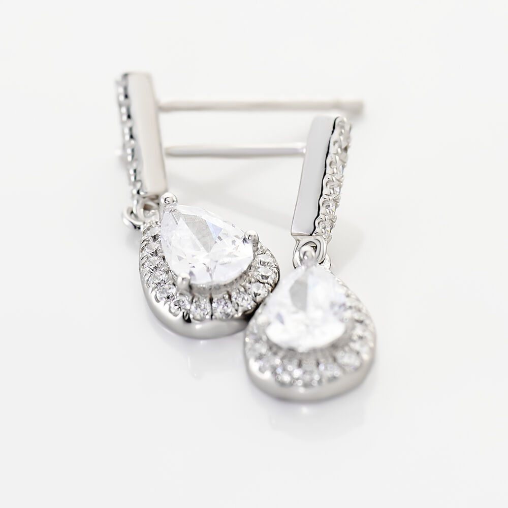 Boucles D'oreilles Pendantes Briony Argent Blanc Oxyde De Zirconium - Pendantes Femme | Marc Orian
