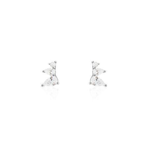 Boucles D'oreilles Puces Anya Argent Blanc Oxyde De Zirconium - Puces Femme | Marc Orian