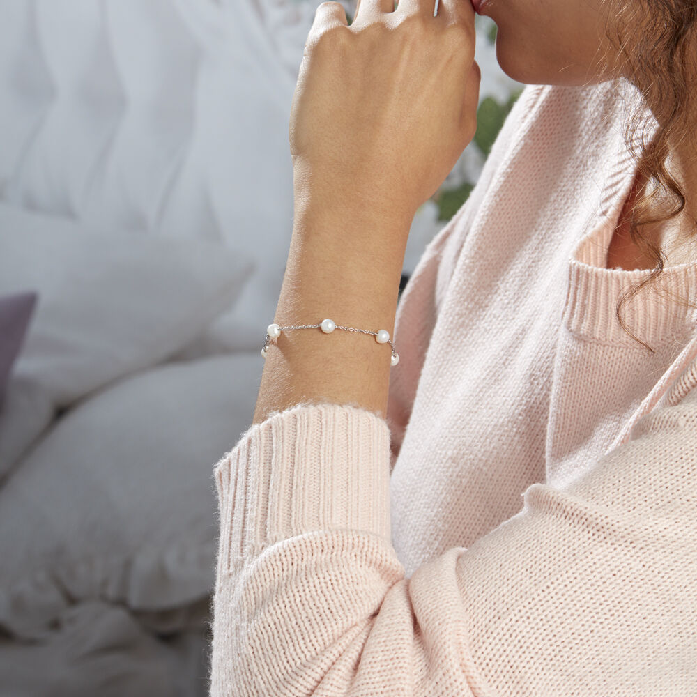 Bracelet Perlita Argent Blanc Perle De Culture - Bracelets chaînes Femme | Marc Orian