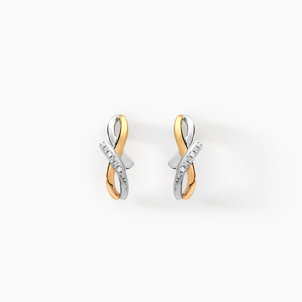 Boucles D'oreilles Puces Soukayna Or Bicolore Diamant -  Femme | Marc Orian