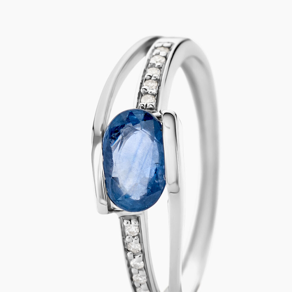 Bague Viyan Or Blanc Saphir Et Diamant - Solitaires Femme | Marc Orian
