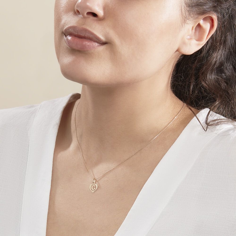 Pendentif Eudocie Coeur Lettre Or Jaune - Pendentifs Famille | Marc Orian