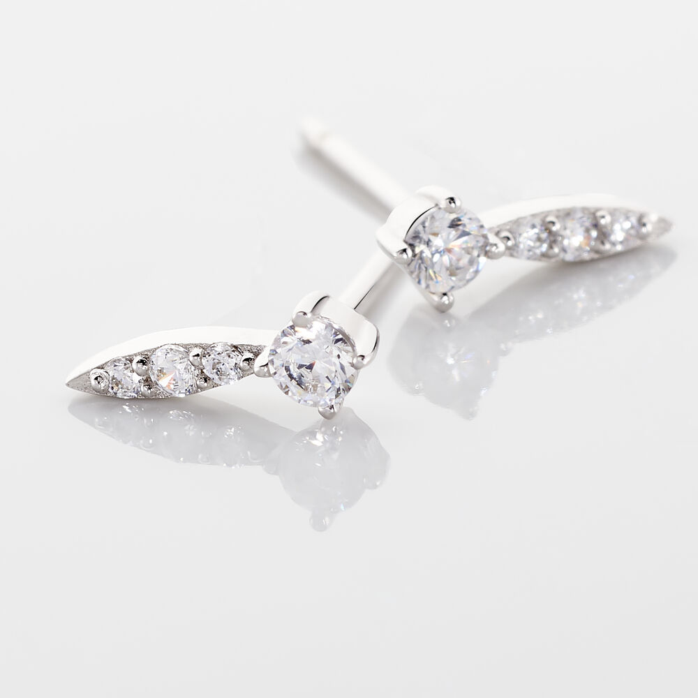 Boucles D'oreilles Puces Bormana Argent Blanc Oxyde De Zirconium - Puces Femme | Marc Orian