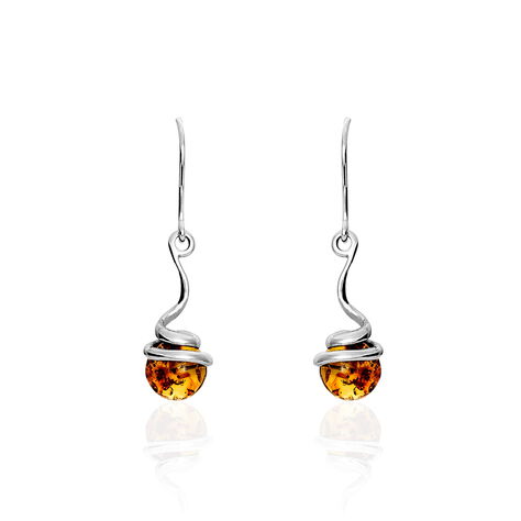 Boucles D'oreilles Pendantes Mariangeae Argent Blanc Ambre - Pendantes Femme | Marc Orian