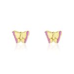 Boucles D'oreilles Puces Bartholom&eacute;e Papillon Or Jaune - Puces Femme | Marc Orian
