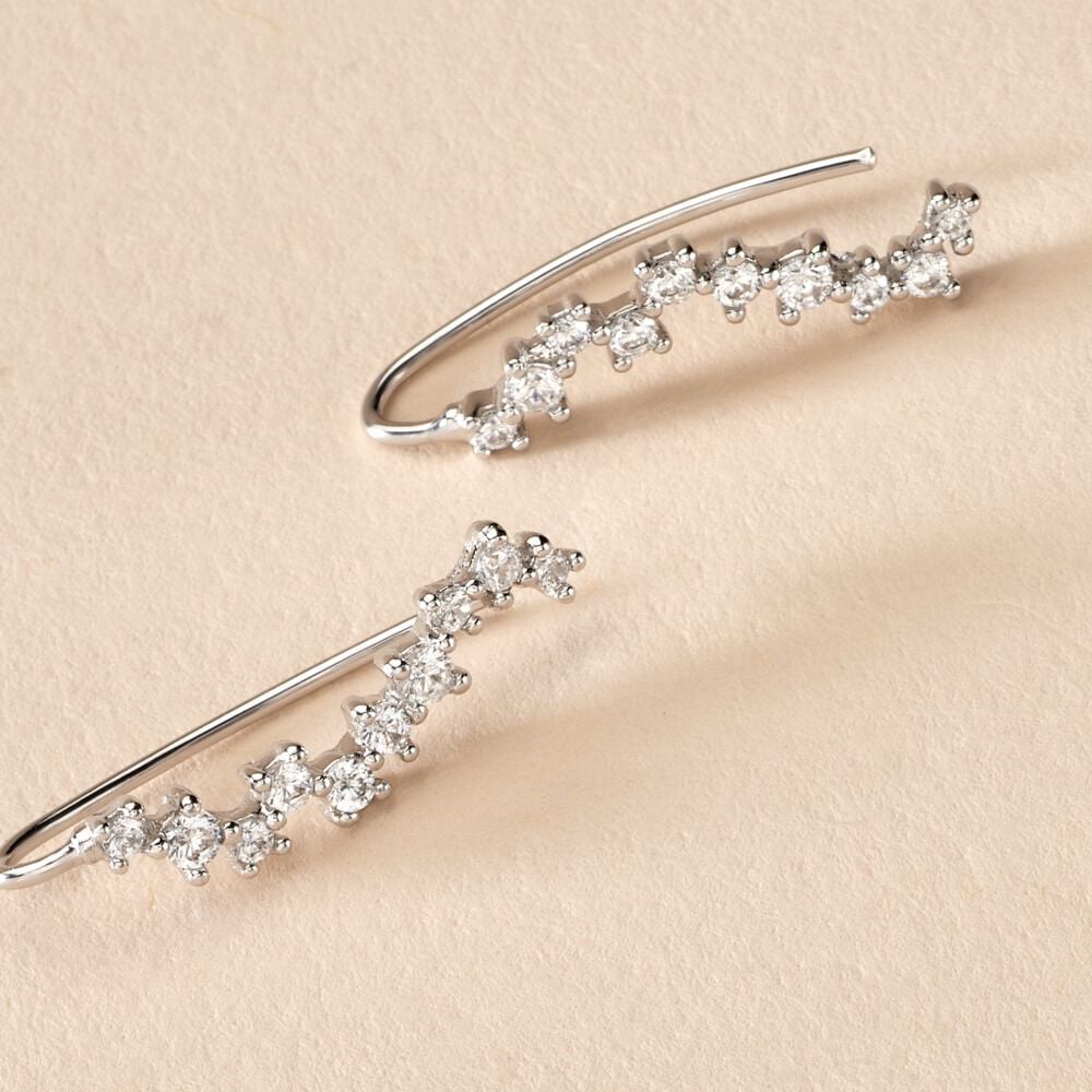 Bijoux D'oreilles Brandi Argent Rhodié Oxyde De Zirconium - Piercings d'oreilles Femme | Marc Orian