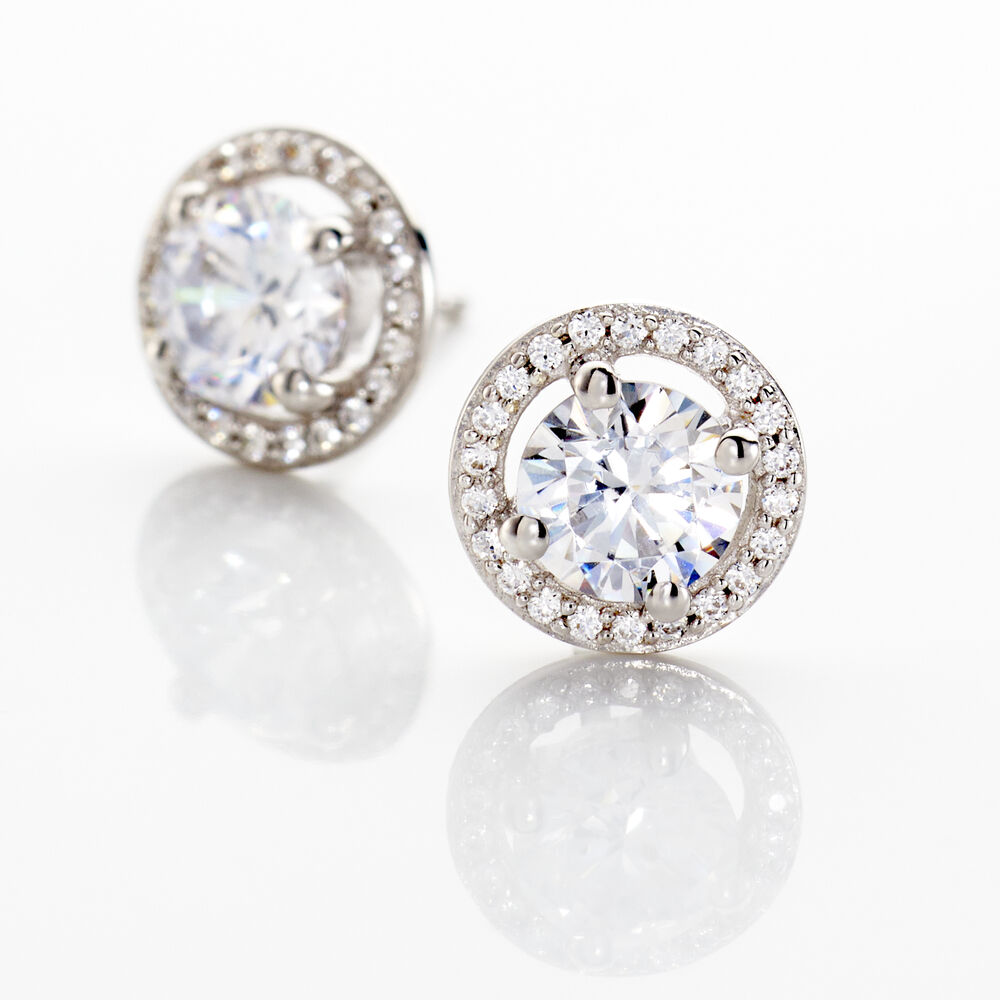 Boucles D'oreilles Puces Stelila Or Blanc Oxyde De Zirconium - Puces Femme | Marc Orian