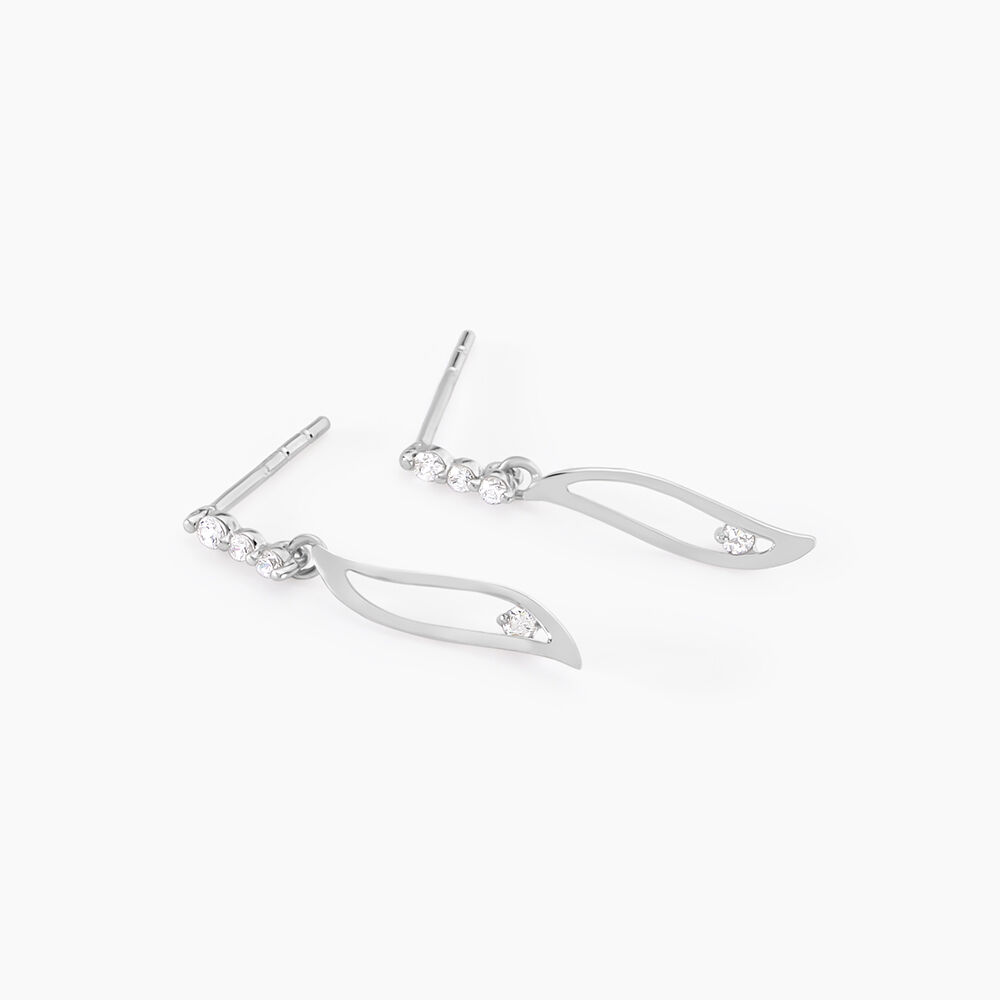 Boucles D'oreilles Pendantes Ysanna Or Blanc Oxyde De Zirconium - Pendantes Femme | Marc Orian