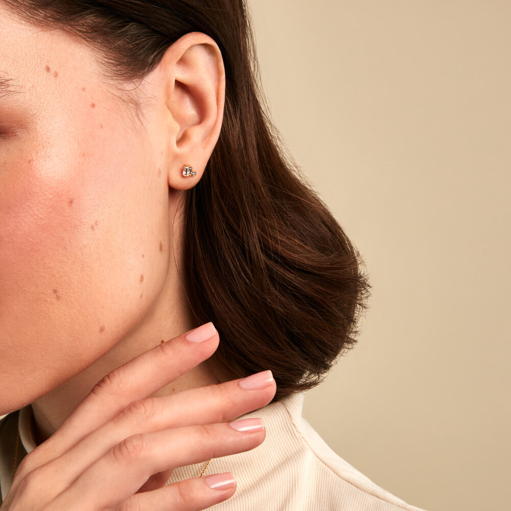 Boucles D'Oreilles Puces Valentyne Plaque Or Jaune Oxyde De Zirconium - Puces Femme | Marc Orian