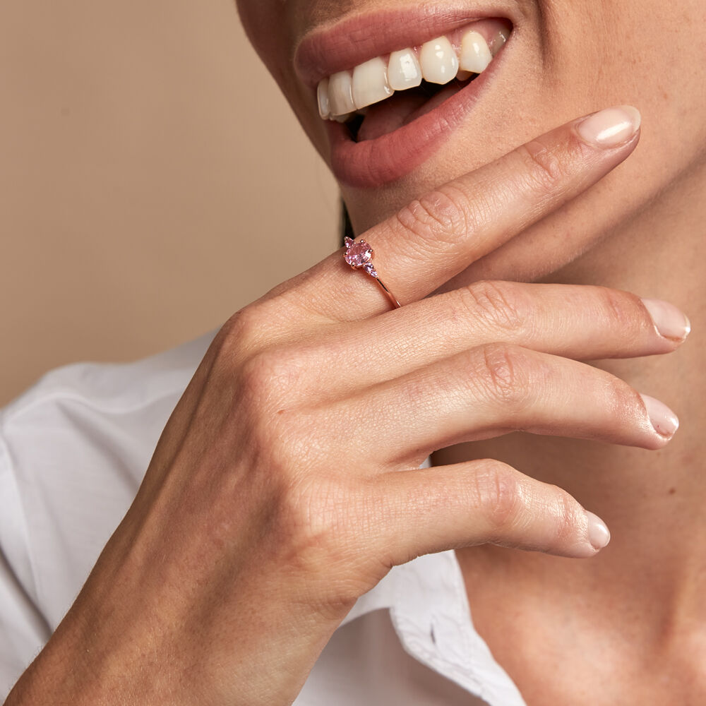 Bague Rainbow Argent Rose Oxyde De Zirconium - Solitaires Femme | Marc Orian