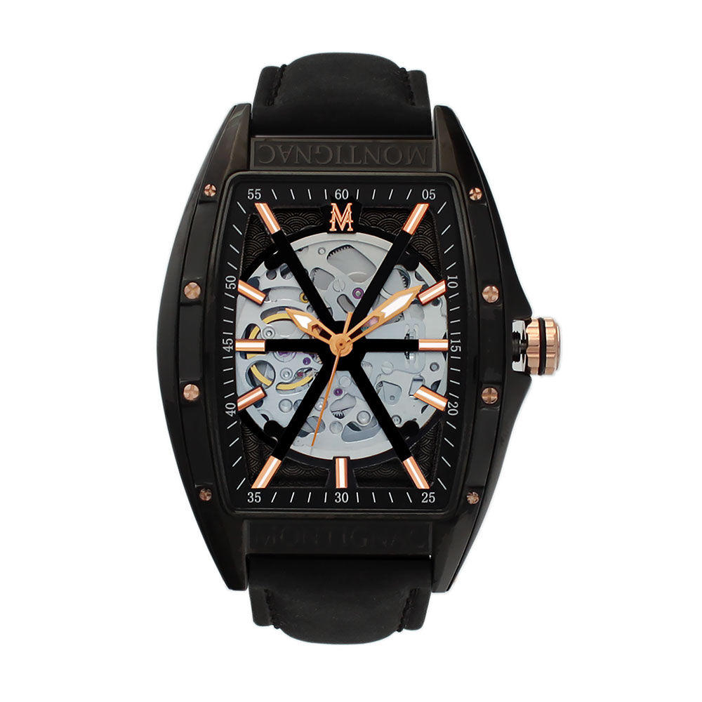 Montre Montignac Tonneau Automatiquev Noir - Montres automatiques Homme | Marc Orian