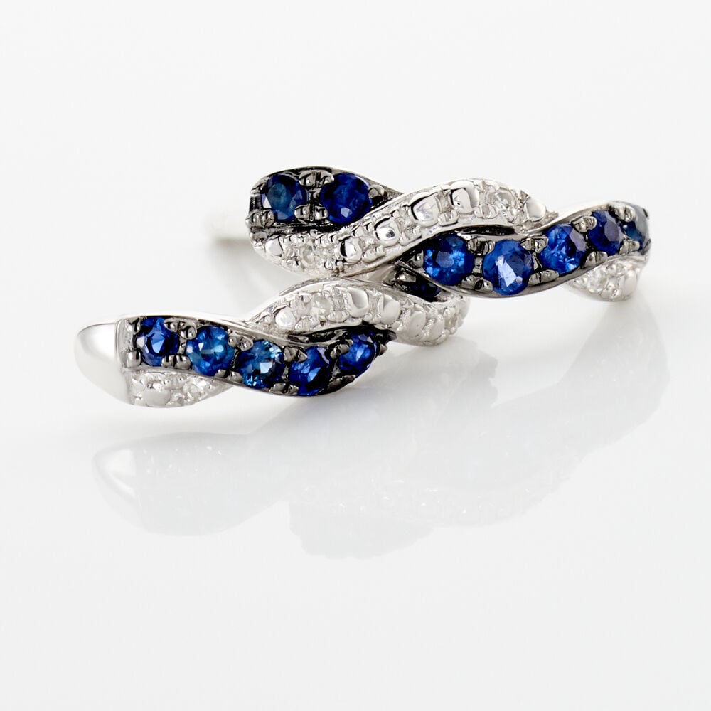 Boucles D'oreilles Puces Ligera Or Blanc Saphir Et Diamant - Puces Femme | Marc Orian