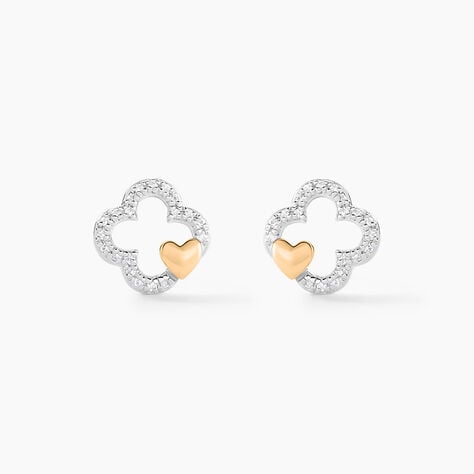 Boucles D'oreilles Puces Sorya Or Jaune Argent Blanc - Puces Femme | Marc Orian