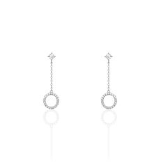 Boucles D'oreilles Pendantes Lim Or Blanc Oxyde De Zirconium - Boucles d'oreilles Pendantes Femme | Marc Orian