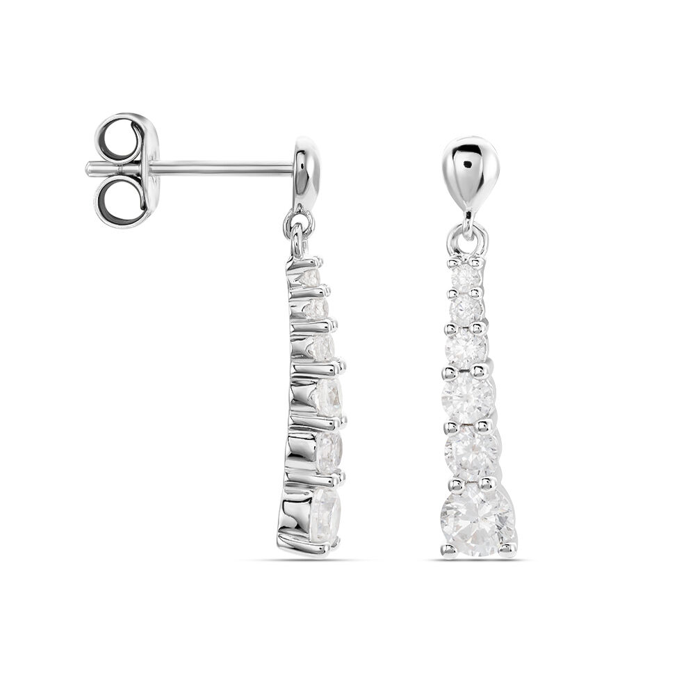 Boucles D'oreilles Pendantes Dervla Argent Rhodi&eacute; Oxyde De Zirconium - Pendantes Femme | Marc Orian