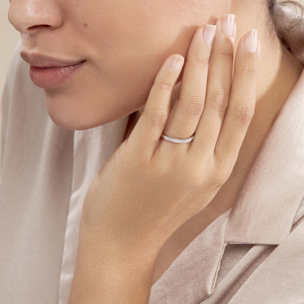 Alliance Rhea Or Blanc Diamant - Alliances avec pierres Femme | Marc Orian